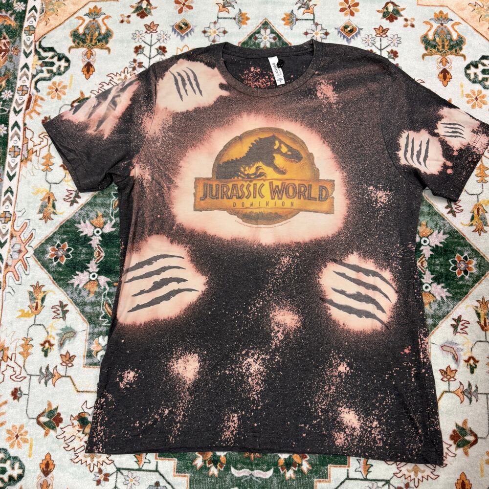 Jurassic‎ World Dominion Bleach Tie Dye Bella Canvas T Shirt XL